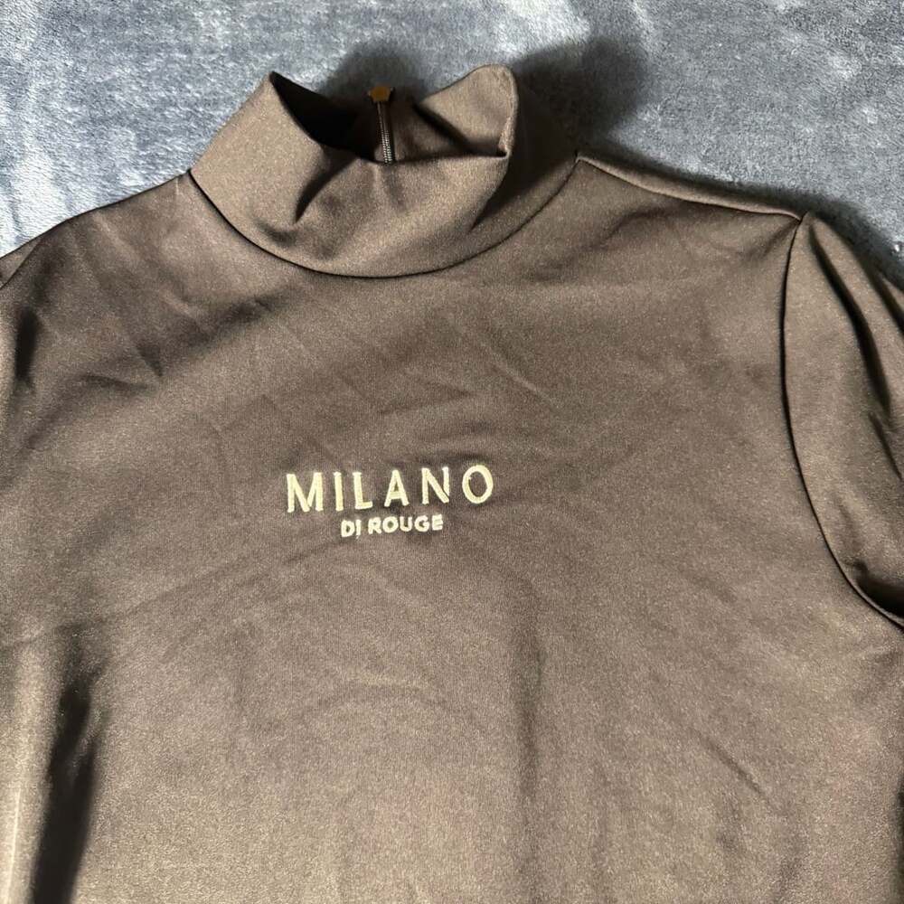 Milano Di Rouge Brown Long Sleeve Mock Neck Dress Size M